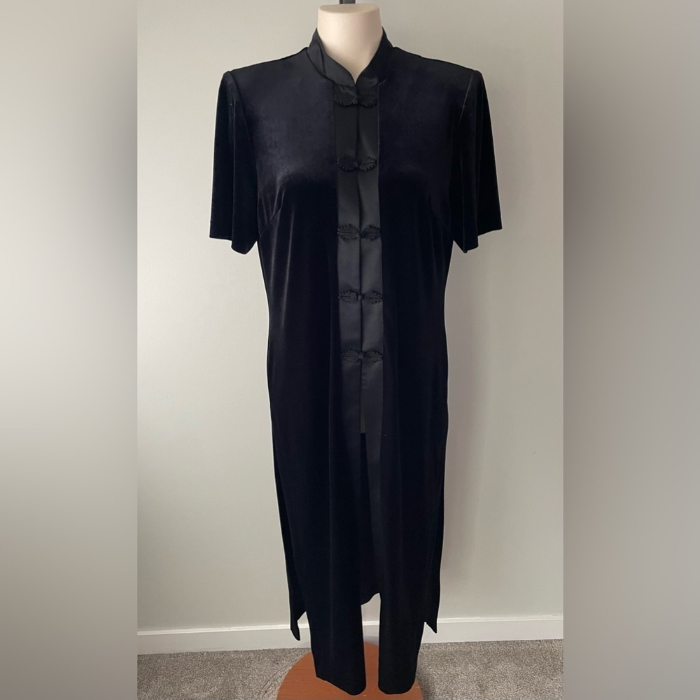 90s Vintage Jessica Velvet Velour Cheongsam Duster Or Evening Jacket Goth Gothic